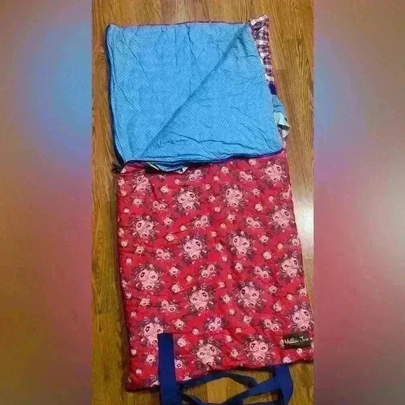 Matilda Jane Bed Of Roses Sleeping Bag Red Flowers Plaid Ruffle Girls Roll Up - Picture 3 of 7